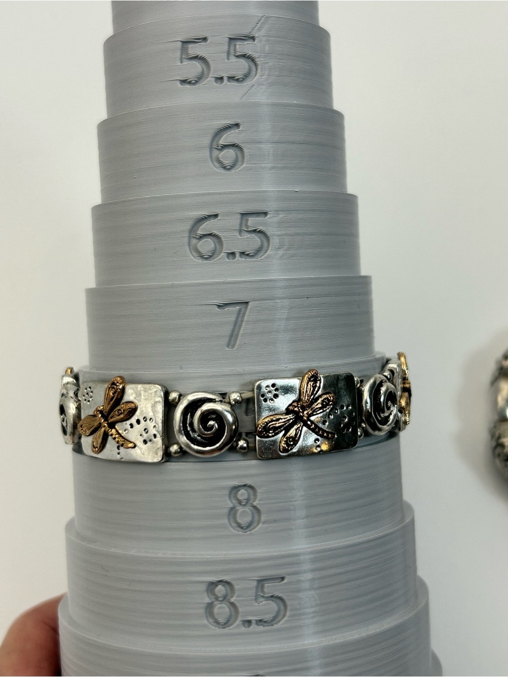 Silver & Gold-Tone Dragonfly Floral Stretch Bracelet Pair of 2 Vintage - Picture 8 of 13